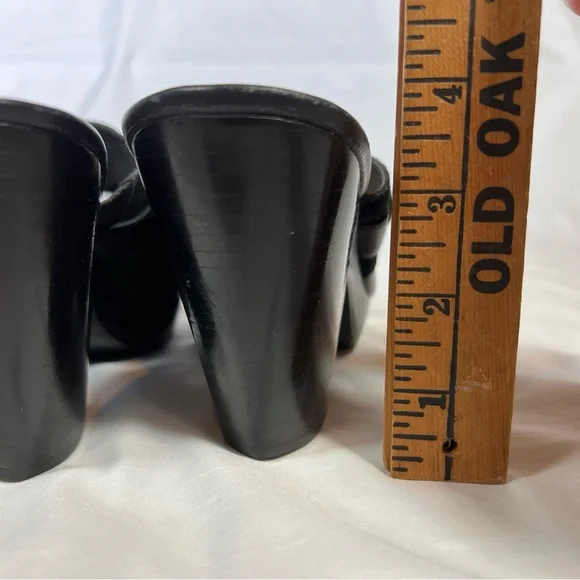 Cole Haan Women's Black Leather Heels Clogs Mules Shoes Silver Buckle Size 10 - Picture 8 of 12